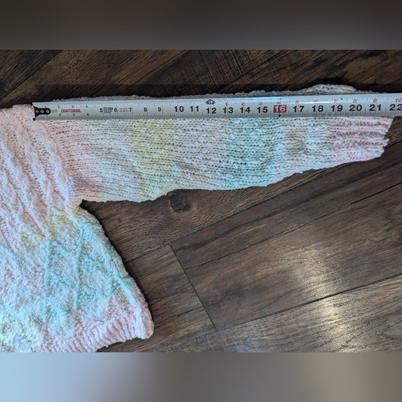 Forindi Women's 100% Acrylic Soft Pastel Rainbow Thick Striped Sweater Sz Small - Picture 8 of 14